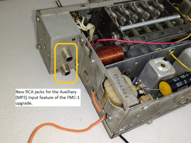 Chryco AM Radio showing RCA jacks, 1965 Barracuda